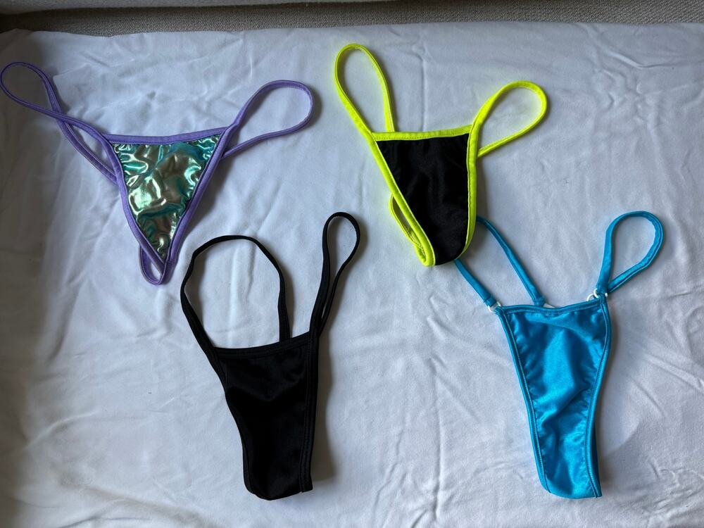 NWOT Dancer Thong Size Small Metallic Neon Dancewear String Thongs Set of 4